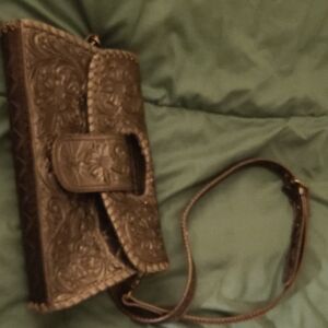 American Darling Embossed Brown Clutch